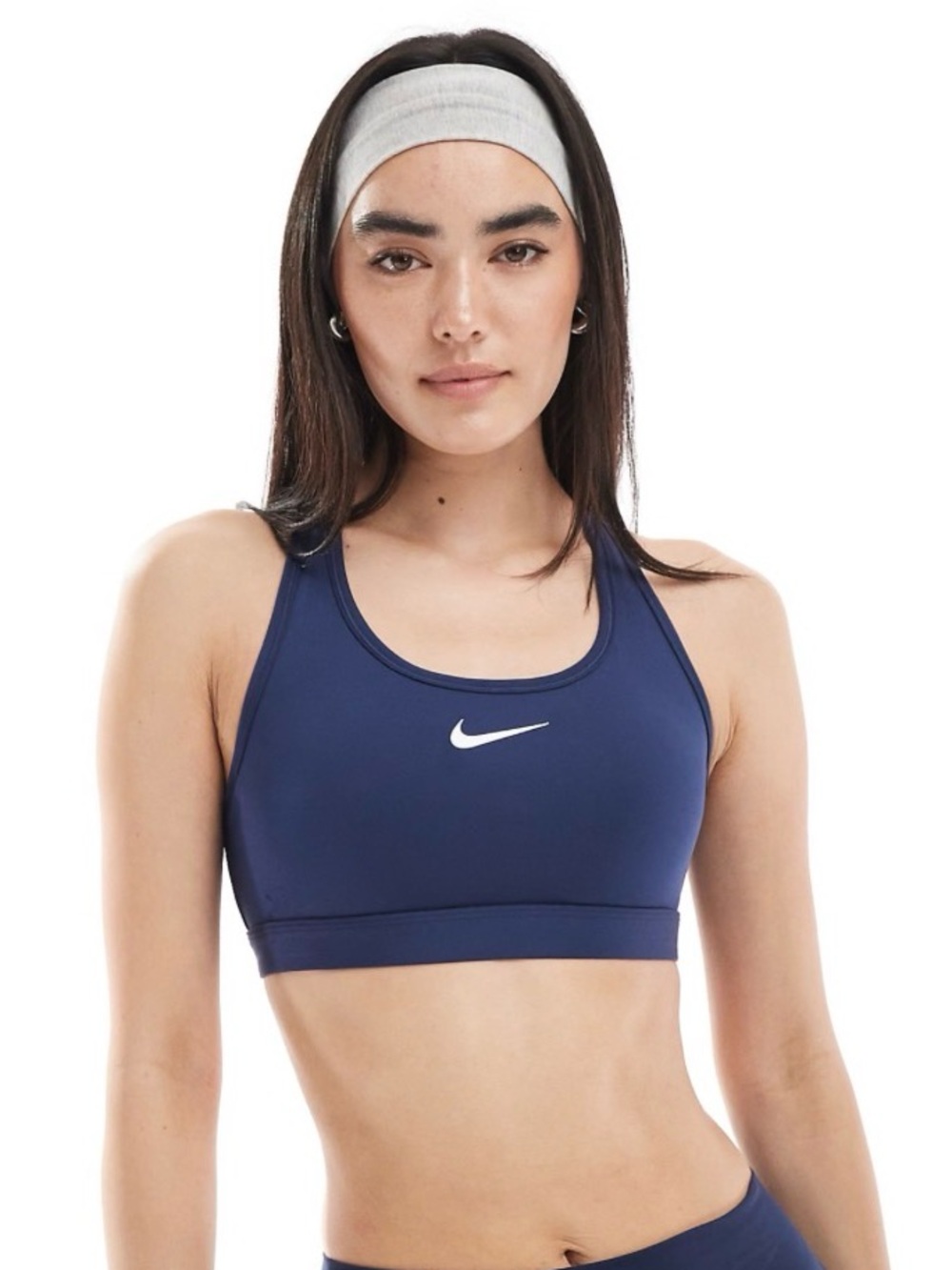 Nike Women’s Medium Swoosh Medium Support Padded Racerback Sports Midnight Navy